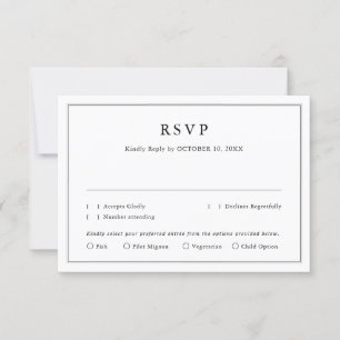Minimalistisches Schwarz-Weiß-Leaf Moderne Hochzei RSVP Karte