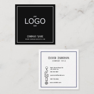 Minimalistisches Schwarz-Weiß-Logo Quadratische Visitenkarte