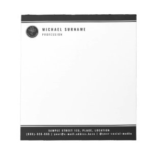 Minimalistisches Schwarz-Weiß-Logo und Text Notizblock
