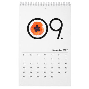 Minimalistisches Schwarz-Weiß mit roter orangefarb Kalender