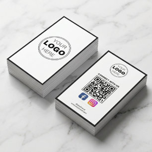 Minimalistisches Schwarz-Weiß-Modernes QR-Code-Log Visitenkarte