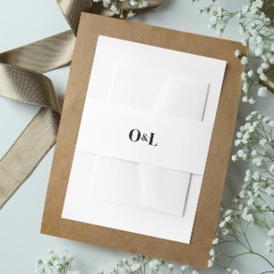Minimalistisches Schwarz-Weiß-Monogramm Einladungsbanderole