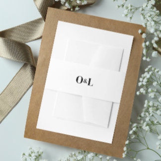 Minimalistisches Schwarz-Weiß-Monogramm Einladungsbanderole