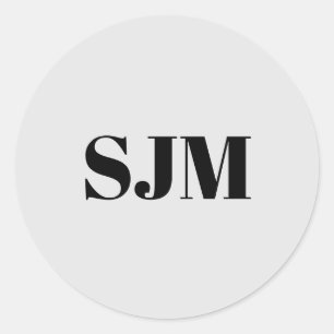 Minimalistisches Schwarz-Weiß-Monogramm Runder Aufkleber