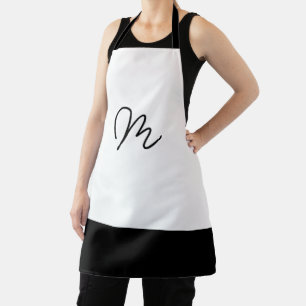 Minimalistisches Schwarz-Weiß-Monogramm Schürze