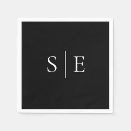 Minimalistisches Schwarz-Weiß-Monogramm Serviette