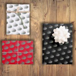 Minimalistisches Schwarz-Weiß-Muster Geschenkpapier Set