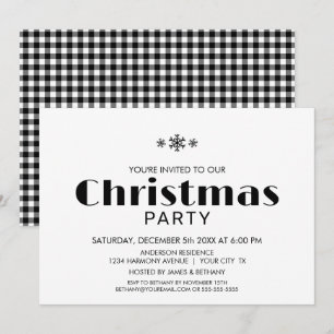 Minimalistisches Schwarz-Weiß-Party Einladung