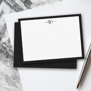 Minimalistisches Schwarz-Weiß-Rand modernes Monogr Mitteilungskarte