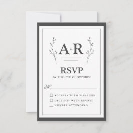 Minimalistisches Schwarz & Weiß RSVP Karte