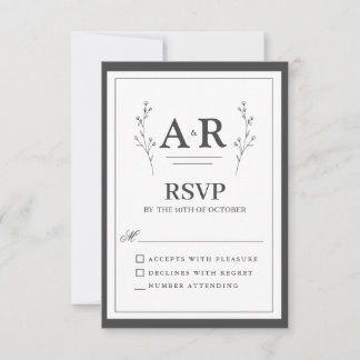 Minimalistisches Schwarz & Weiß RSVP Karte