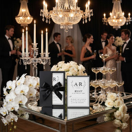 Minimalistisches Schwarz & Weiß RSVP Karte