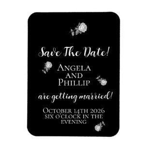 Minimalistisches Schwarz-Weiß Save-the-Date Magnet
