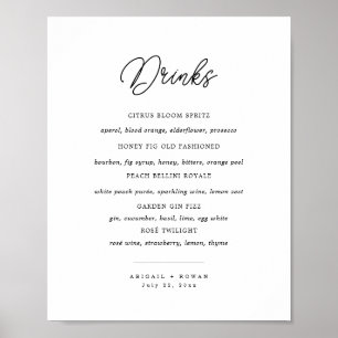 Minimalistisches Schwarz-Weiß-Schrift-Hochzeitsbar Poster