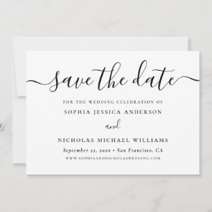 Minimalistisches Schwarz-Weiß-Script   Elegantes F Save The Date