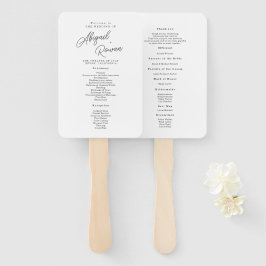 Minimalistisches Schwarz-Weiß-Script-Hochzeitsprog Fächer