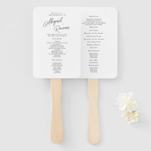 Minimalistisches Schwarz-Weiß-Script-Hochzeitsprog Fächer