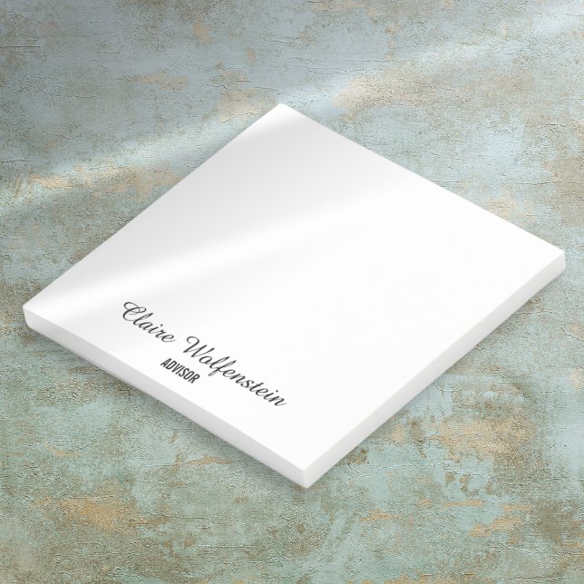 Minimalistisches Schwarz-Weiß-Script personalisier Post-it Klebezettel (Minimalist Black and White Script Personalized Post-it Notes)