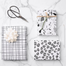 Minimalistisches Schwarz-Weiß-Sortenpaket Geschenkpapier Set