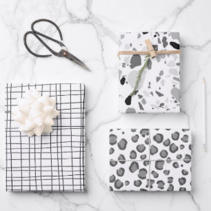 Minimalistisches Schwarz-Weiß-Sortenpaket Geschenkpapier Set