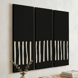 Minimalistisches Schwarz-Weiß-Triptychon mit verti Triptychon