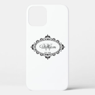 Minimalistisches Schwarz-Weiß-Vintage-Damaskus-Mon Case-Mate iPhone Hülle