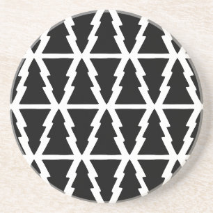 Minimalistisches Schwarz & Weiß Weihnachtsbaummust Getränkeuntersetzer