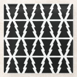 Minimalistisches Schwarz & Weiß Weihnachtsbaummust Glasuntersetzer
