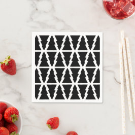 Minimalistisches Schwarz & Weiß Weihnachtsbaummust Serviette
