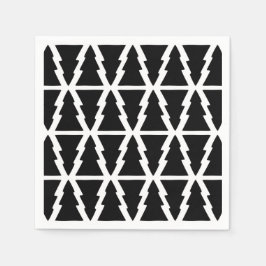 Minimalistisches Schwarz & Weiß Weihnachtsbaummust Serviette