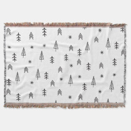 Minimalistisches Schwarz-Weiß-Winterwaldmuster Decke