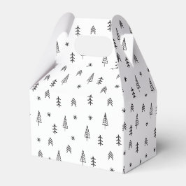 Minimalistisches Schwarz-Weiß-Winterwaldmuster Geschenkschachtel