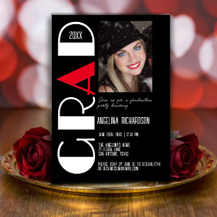 Minimalistisches Schwarz-weißes Abschluss Foto Ankündigung