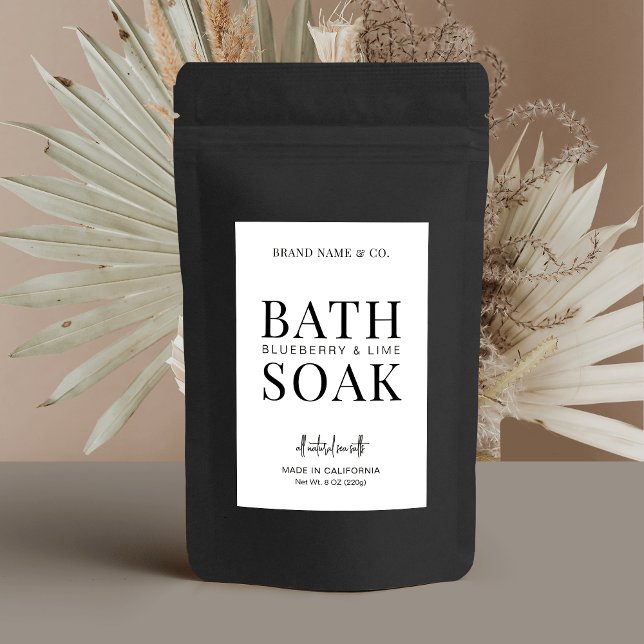 Minimalistisches Schwarz-weißes Etikett für wasser (Minimalist Bath Salts label design in black and white with simple fonts & layout)