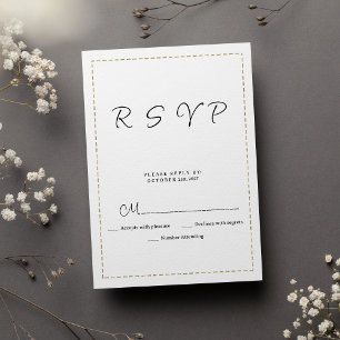 Minimalistisches Schwarz-weißes Goldgestricheltes  RSVP Karte
