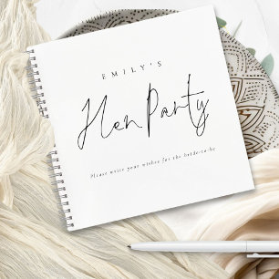 Minimalistisches Schwarz-weißes Hen Party Gästebuc Notizbuch