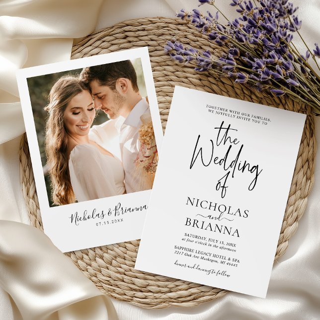 Minimalistisches Schwarz-weißes Hochzeitsklassisch Einladung (Von Creator hochgeladen)