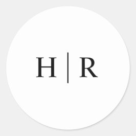 Minimalistisches Schwarz-weißes klassisches Monogr Runder Aufkleber