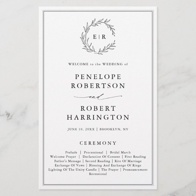 Minimalistisches Schwarz-weißes Leaf Modernes Hoch (Vorderseite)