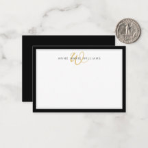 Minimalistisches Schwarz Zwei-Rahmen-Gold-Monogram