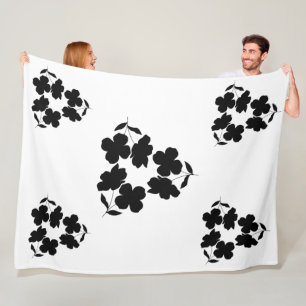 Minimalistisches schwarzes Blumenmuster Fleecedecke
