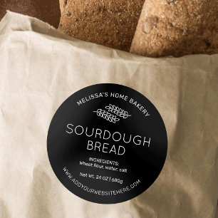 Minimalistisches schwarzes Brot Bagels Modernes Ba Runder Aufkleber