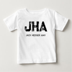 MINIMALISTISCHES SCHWARZES DREIBUCHSTABEN-MONOGRAM BABY T-SHIRT