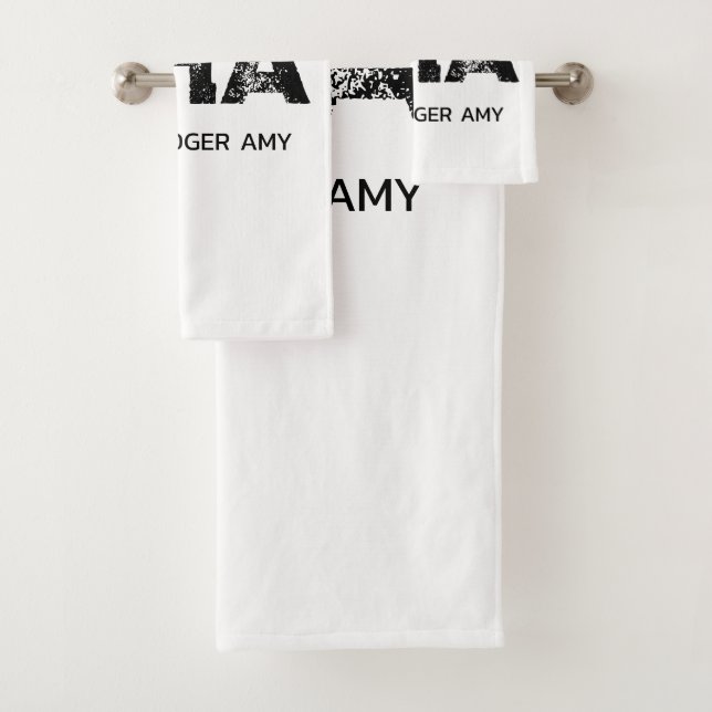 MINIMALISTISCHES SCHWARZES DREIBUCHSTABEN-MONOGRAM BADHANDTUCH SET (Insitu)