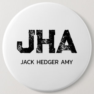 MINIMALISTISCHES SCHWARZES DREIBUCHSTABEN-MONOGRAM BUTTON