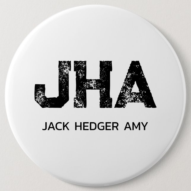 MINIMALISTISCHES SCHWARZES DREIBUCHSTABEN-MONOGRAM BUTTON (Vorderseite)