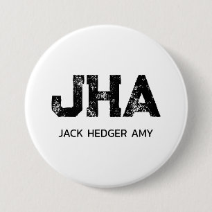 MINIMALISTISCHES SCHWARZES DREIBUCHSTABEN-MONOGRAM BUTTON
