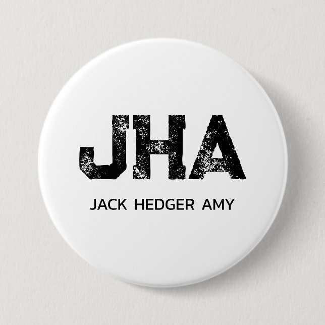 MINIMALISTISCHES SCHWARZES DREIBUCHSTABEN-MONOGRAM BUTTON (Vorderseite)