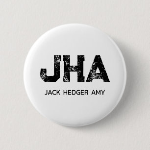 MINIMALISTISCHES SCHWARZES DREIBUCHSTABEN-MONOGRAM BUTTON