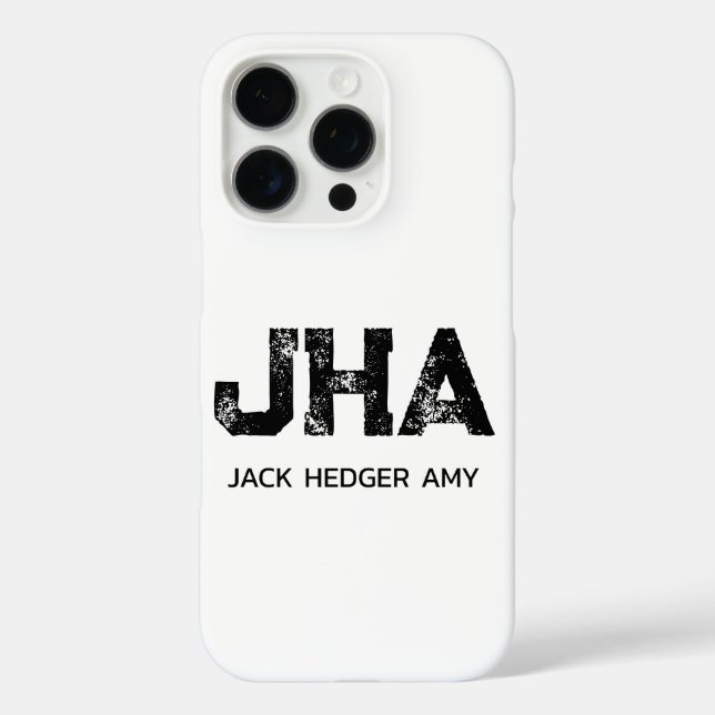 MINIMALISTISCHES SCHWARZES DREIBUCHSTABEN-MONOGRAM Case-Mate iPhone HÜLLE (Rückseite)